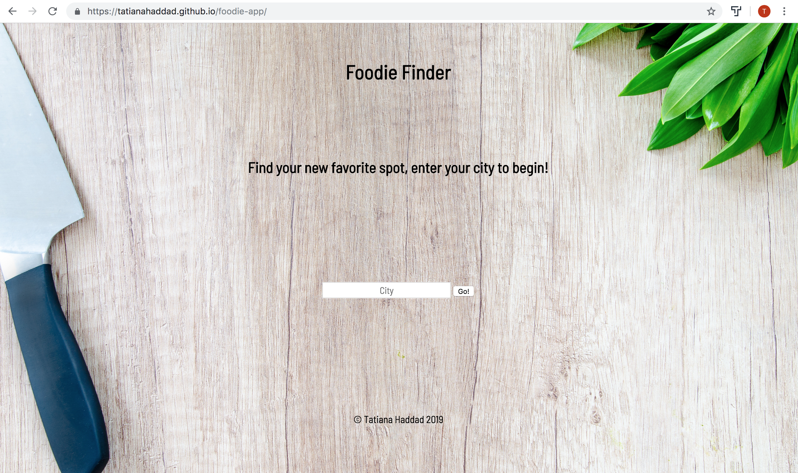 Foodie app main screen